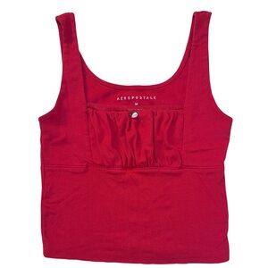 Aeropostale Vibrant Red Top with Floral Accent